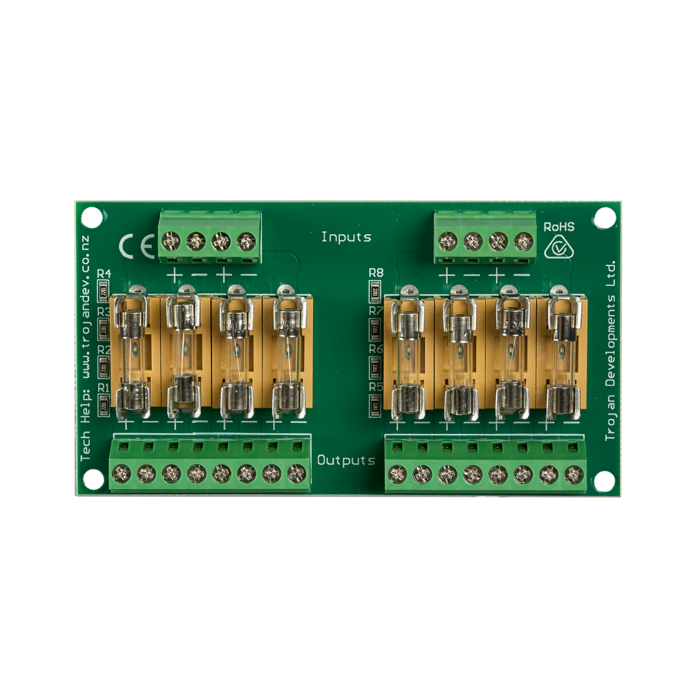 Trojan TDL-8FB 8-Way Fuse Board - 8 * Individual Fused Outputs - 5Amp Rating Per Fuse