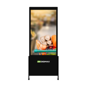 ZKDigimax DG03-A3F55 Portable Indoor AI Digital Signage - On Wheels - Powered By Android 12 - Supports 4K Resolution - Built-in 5MP Camera and AI Face Detection