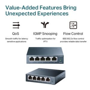 TP-Link TL-SG105 5-Port 10/100/1000Mbps Gigabit Ethernet Unmanaged Network Switch - Metal Casing - 5VDC Powered - PSU Included