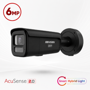 Hikvision DS-2CD3666G2HT-LIZSUY-BLK Ultra-series Deep-Learning AI (Artificial Intelligence) 6MP PoE IP Smart Hybrid Light (60m IR + 60m White-Light) 120dB True-WDR Weatherproof BLACK Bullet Camera with 2.7~13.5mm Motorized Zoom Lens - NEMA4X Anti-corrosion Coating