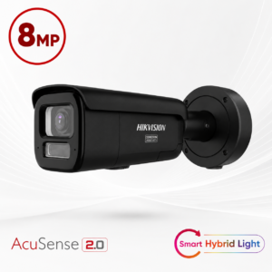 Hikvision DS-2CD3686G2HT-LIZSUY-BLK Ultra-series Deep-Learning AI (Artificial Intelligence) 4K 8MP PoE IP Smart Hybrid Light (60m IR + 60m White-Light) 120dB True-WDR Weatherproof BLACK Bullet Camera with 2.7~13.5mm Motorized Zoom Lens - NEMA4X Anti-corrosion Coating