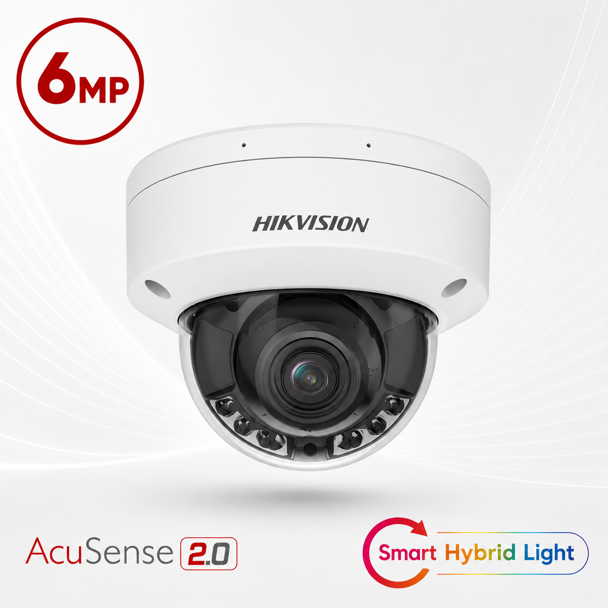 Hikvision DS-2CD3766G2HT-LIZSUY Ultra-series Deep-Learning AI (Artificial Intelligence) 6MP PoE IP Smart Hybrid Light (40m IR + 40m White-Light) 120dB True-WDR Weatherproof Vandalproof Dome Camera with 2.7~13.5mm Motorized Zoom Lens - NEMA4X Anti-corrosion Coating