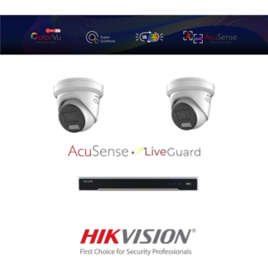 Hikvision HIK6MPCVADIPCCTVKIT1 6MP ColorVu Active-Deterrence IP CCTV Kit with 1 * DS-7604NI-M1/4P-2TB NVR + 2 * DS-2CD2367G3-LIS2UY/SL-2.8MM 6MP ColorVu 3.0 Active-Deterrence Smart Hybrid Light IP Turret Cameras