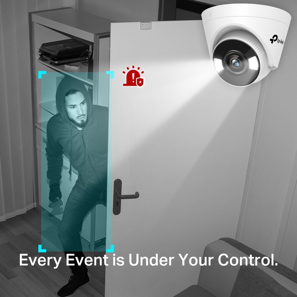 TP-Link VIGI C440-W EasyCam Series 4MP WiFi Wireless (2.4GHz Only) IP Smart-Hybrid-Light (30m IR + 30m White-Light) Full-Colour Indoor Turret Camera with 4MM Fixed Lens - Two-Way Audio + Active-Defence (Active-Deterrence) Features