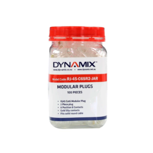 Dynamix RJ-45-C6SR2-JAR - 2-Piece CAT6 RJ45 Plugs / Connectors - Gold Plated Contacts - Jar of 100 Plugs / Connectors