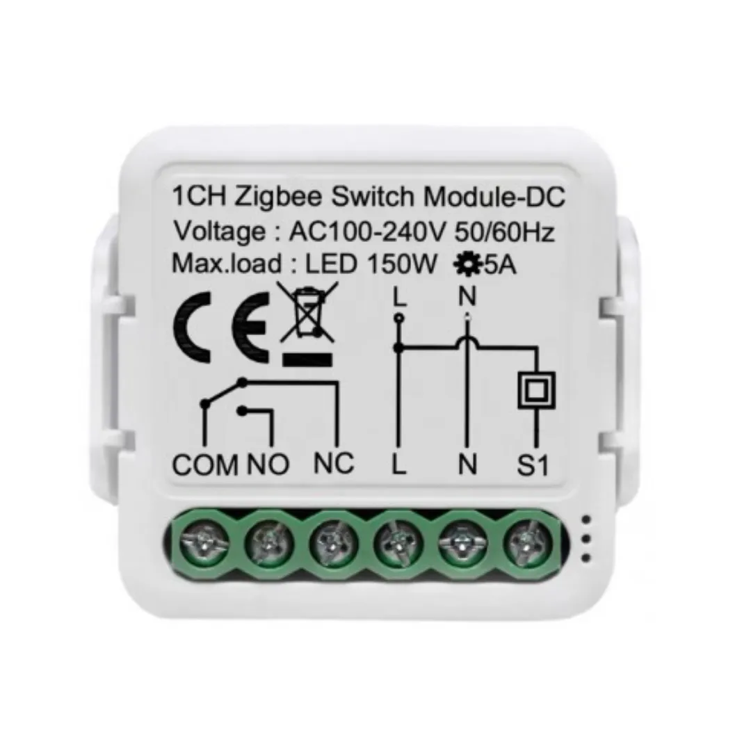 Akubela TYSH-1CH Single Channel Compact Relay - ZigBee - 230VAC Powered - Dry Contact Relay - Supports BelaHome App & HyPanel Control