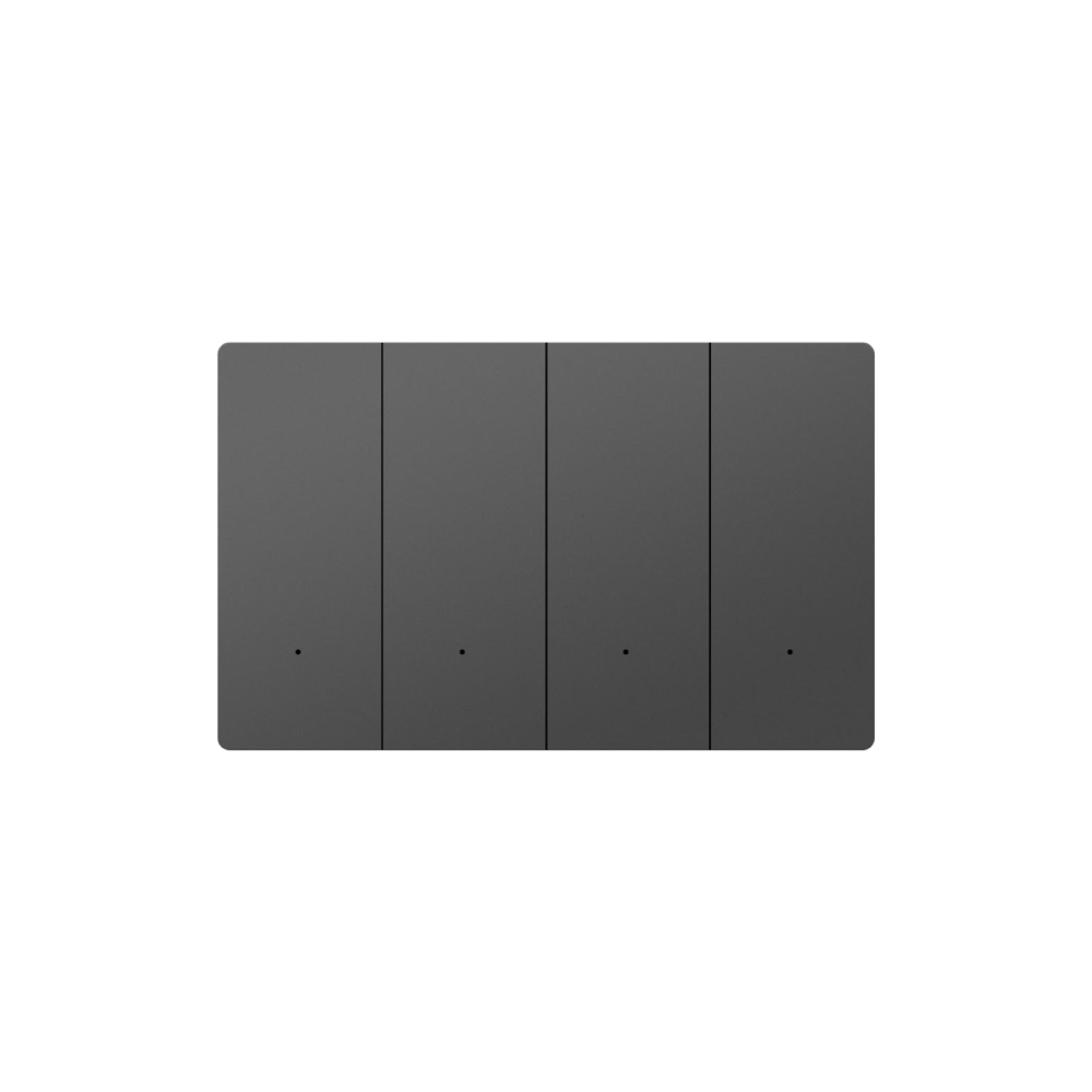 Akubela ZBM2-R4-US 4 Gang Smart Wall Switch - US - Metal - Dark Grey Colour - ZigBee 3.0 Protocol - Supports BelaHome App and HyPanel Control