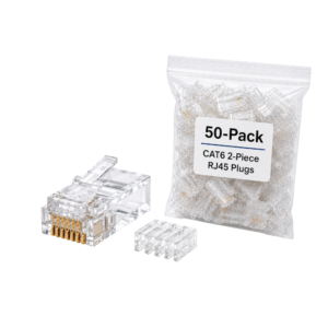 iSecure ICL-RJ45CAT6PLUGS-50 - 2-Piece CAT6 RJ45 Plugs / Connectors - Gold Plated Contacts - Bag of 50 Plugs / Connectors