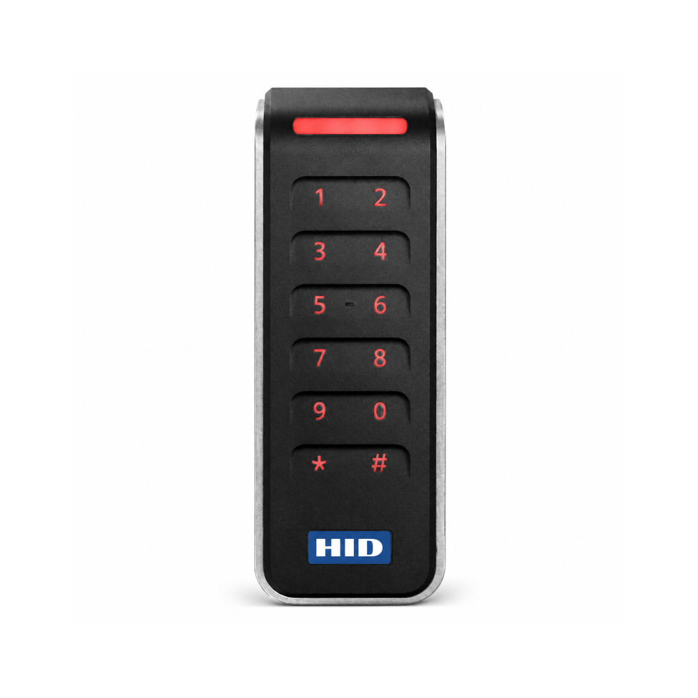 HID Global 20KNKS-00-000000 Signo Access Control Keypad Multi-Tech Standard-Profile (SEOS / iClASS SE / iClASS SR / iClASS / MIfae Desfire EV1/EV2 (SIO) / Mifare Classic / HID Prox / Indala / EM Prox) Reader - Weatherproof - & Tamper-proof - Slimline - Mullion Style - Black Bezel - Integred Keypad - Secure Mobile ID via NFC / Bluetooth - Supports OSDP (Open Supervised Device Protocol)