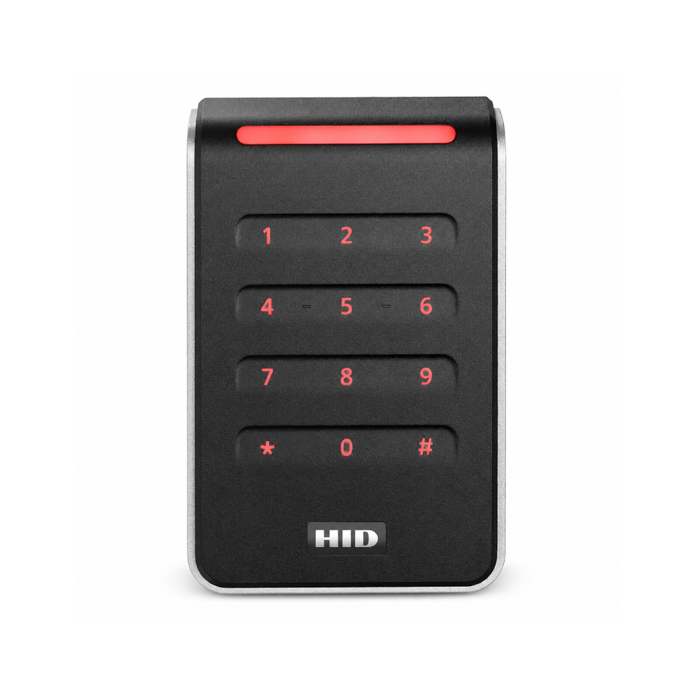 HID 40KNKS-02-000000 Signo Access Control Keypad Multi-Tech (SEOS / iClASS SE / iClASS SR / iClASS / MIfae Desfire EV1/EV2 (SIO) / Mifare Classic) Reader – Weatherproof – & Tamper-proof – Black Bezel – Integred Keypad – Secure Mobile ID via NFC / Bluetooth – Supports OSDP (Open Supervised Device Protocol)
