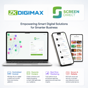 ZKDigimax Screen-Direct Cloud-Based Content Management Software (CMS) For ZKDigimax Digital Signage - Web & Mobile App Control - Subscription Based