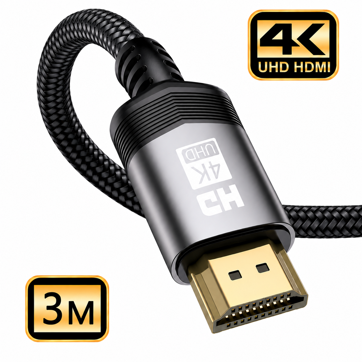 iSecure ICL-HDMI4K3MCABLE 3M Length 4K UHD Type A HDMI Cable with Noise-Shielding Outer Cover - 4K Resolution Support