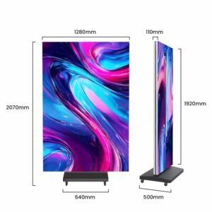 ZKDigimax DG01-A6P18F3_A100 Floor-Standing Digital Signage Tri-Fold Multi-Angle-View Double-Sided LED Poster Cabinet - 1.8mm Pixel Pitch - 600 cd/m2 Brightness - 1920mm x 1280mm Screen Size - Content Management by USB, WiFi & Cloud - Includes A100 LED Controller