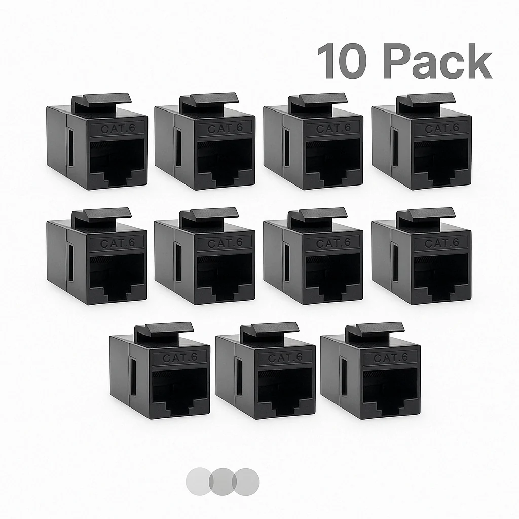 iSecure CAT6-KSCOUPLER-BLK-10PACK - Keystone Coupler | CAT6 RJ45 Snap In Keystone Coupler | Black | PACK OF 10 Pieces per Pack
